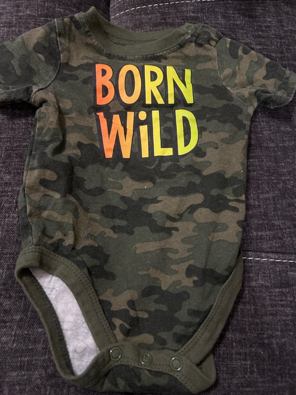 Born Wild Camo Baby One-Piece - Green